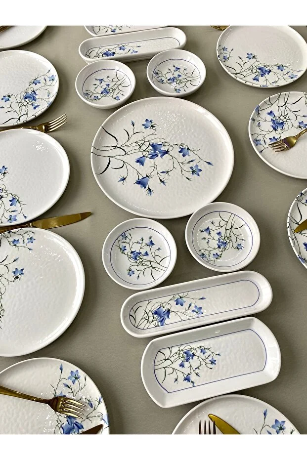 Çiğdem Blue Model 12 Kişilik 21 Parça Kahvaltı Takımı Kahvaltı Seti